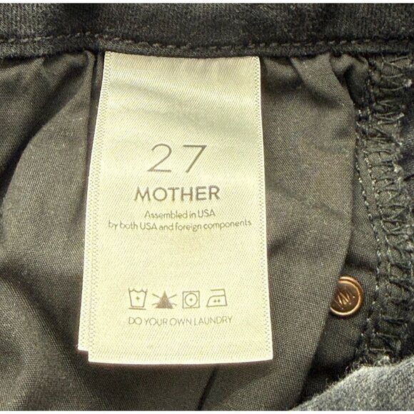 Mother The Pixie Ankle Fray Jeans in Not Guilty Black Exposed Button Fly Size 27 - Picture 8 of 11